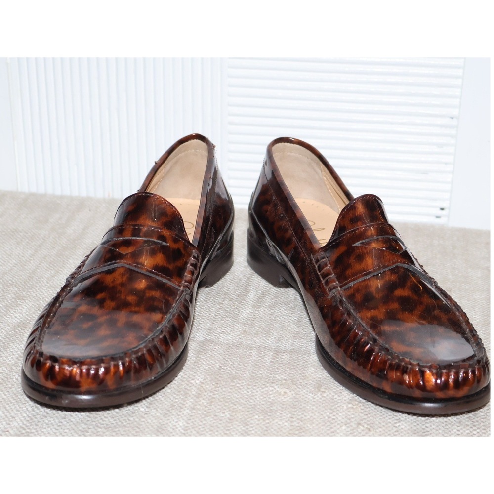 Cole Haan Nike Air Loafer Womens Size 7.5B Brown Leopard Patent Leather